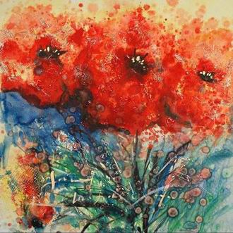 Textured Flowers oil painting